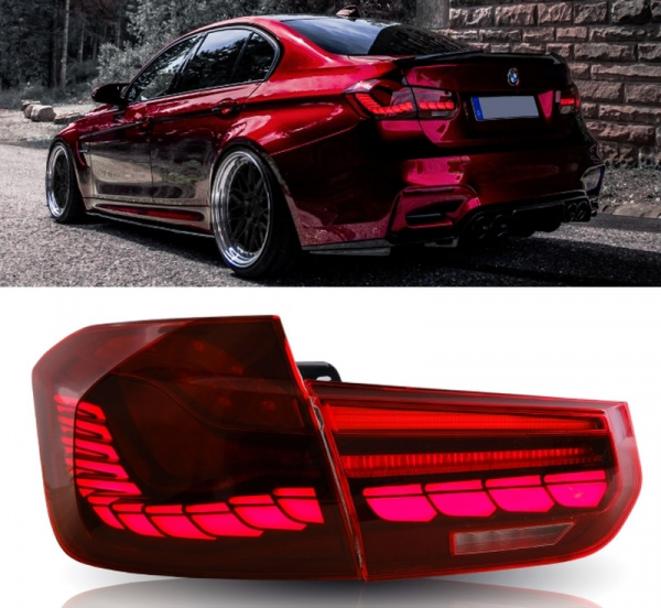 Voll LED Upgrade Design Rückleuchten für BMW 3er F30 Lim.13-18 kirschrot in OLED Technik mit dynamischen Blinker